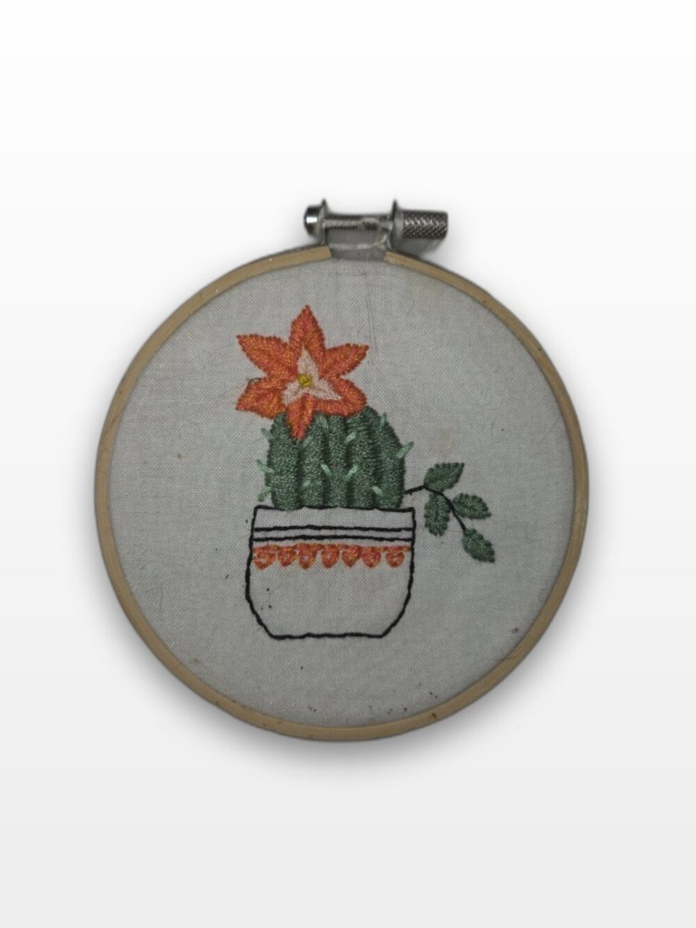 Handmade Cactus Hand Embroidery Hoop Art 4 Inch
